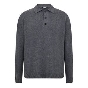 Capo Mens Long-Sleeved Polo Shirt / Charcoal
